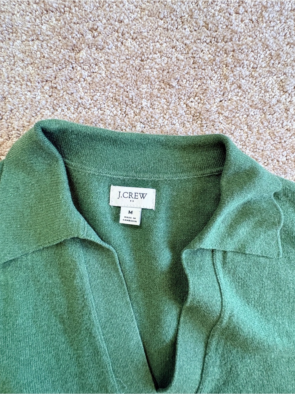 J. Crew Green V-Neck Collar Sweater
